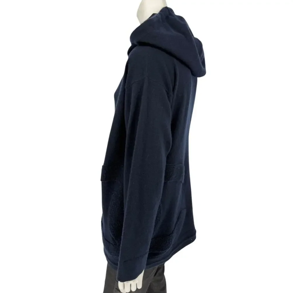 Chanel Navy Blue Cashmere Hoodie with Silver Hardware – Size 36